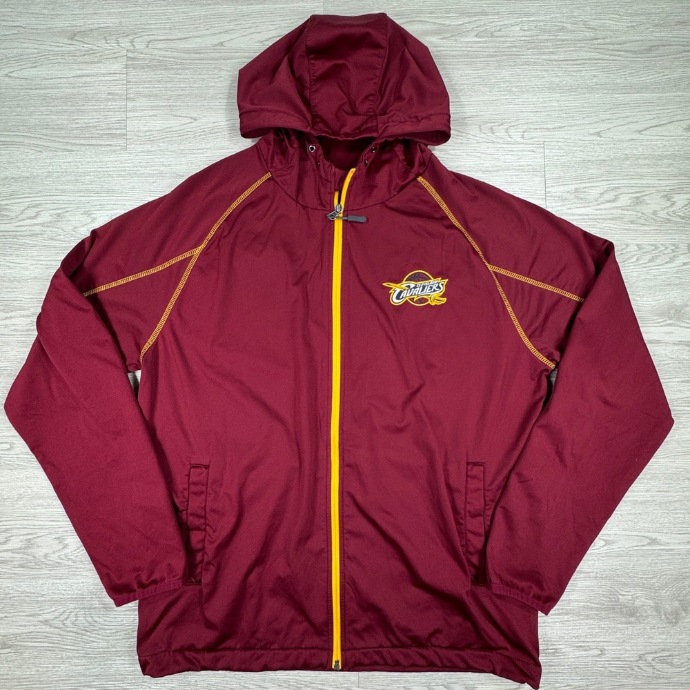 NBA Men's Jacket Cleveland Cavaliers Maroon Medium Full Zip Hooded Warm Up
